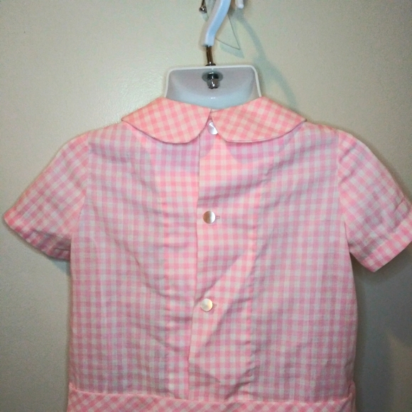 Vintage 1920-30's Toddler's Pink & White Gingham Handmade Dropped Waist Dress - Picture 7 of 13